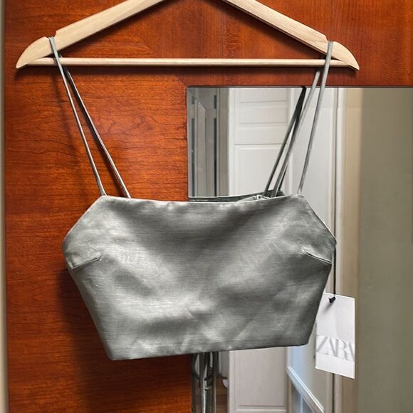 NWT ZARA Silky Crop Top Medium - Picture 2 of 8
